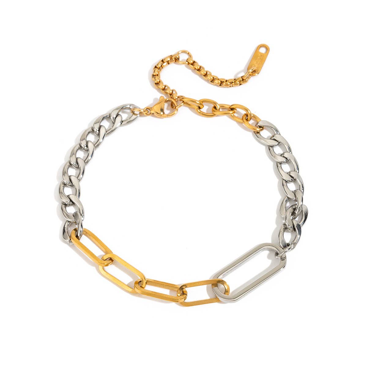 Minimalist Gold-Silver Chain Bracelet in Steel