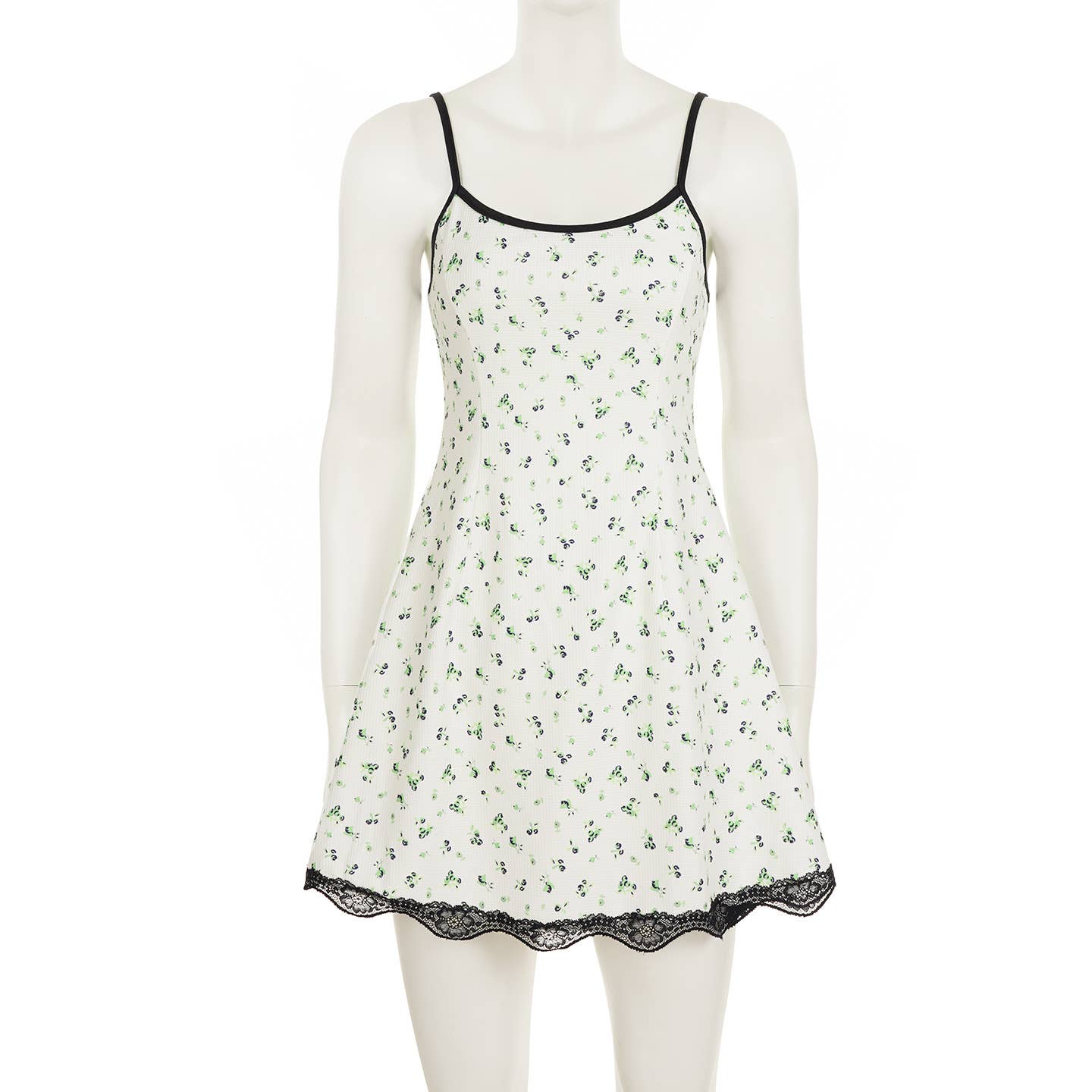 Lace patchwork waist floral halter dress