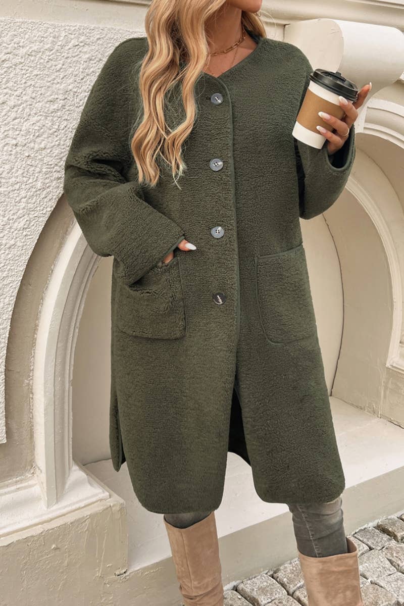 CWOCO0548_WINTER LONG SLEEVE TRENCH COAT WITH BUTTON POCKET