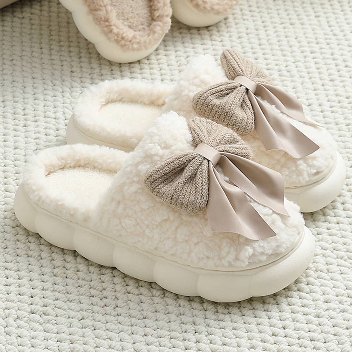 WOMEN BOWKNOT COMFORT WARM INDOOR SLIPPERS_CWSHS0296