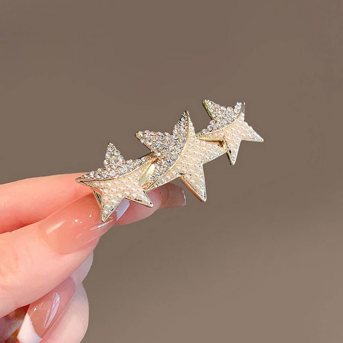 STARFISH FIVE-POINTED STAR PEARL DUCKBILL HAIRPIN_CWAHA4660