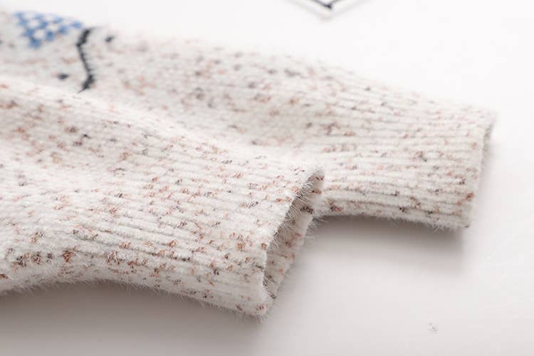 SINGLE BREASTED CHRISTMAS DEER JACQUARD CARDIGAN