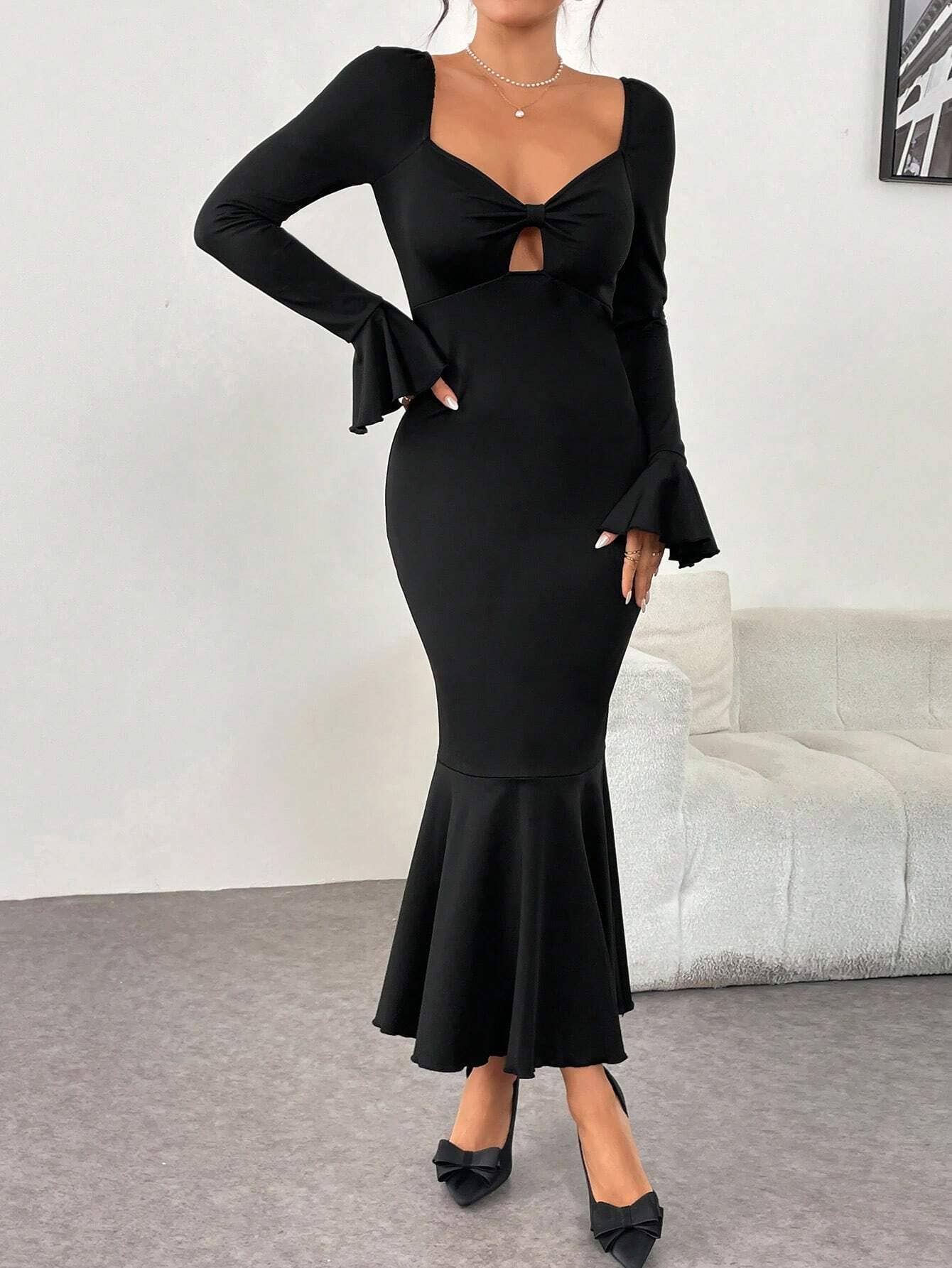 SLIM-FIT FISH TAIL WRAP HIP LONG SKIRT SEXY DRESS