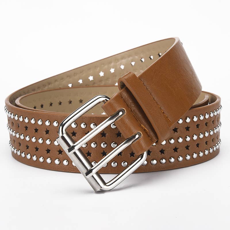 Punk hip-hop style five-pointed star-hole belt