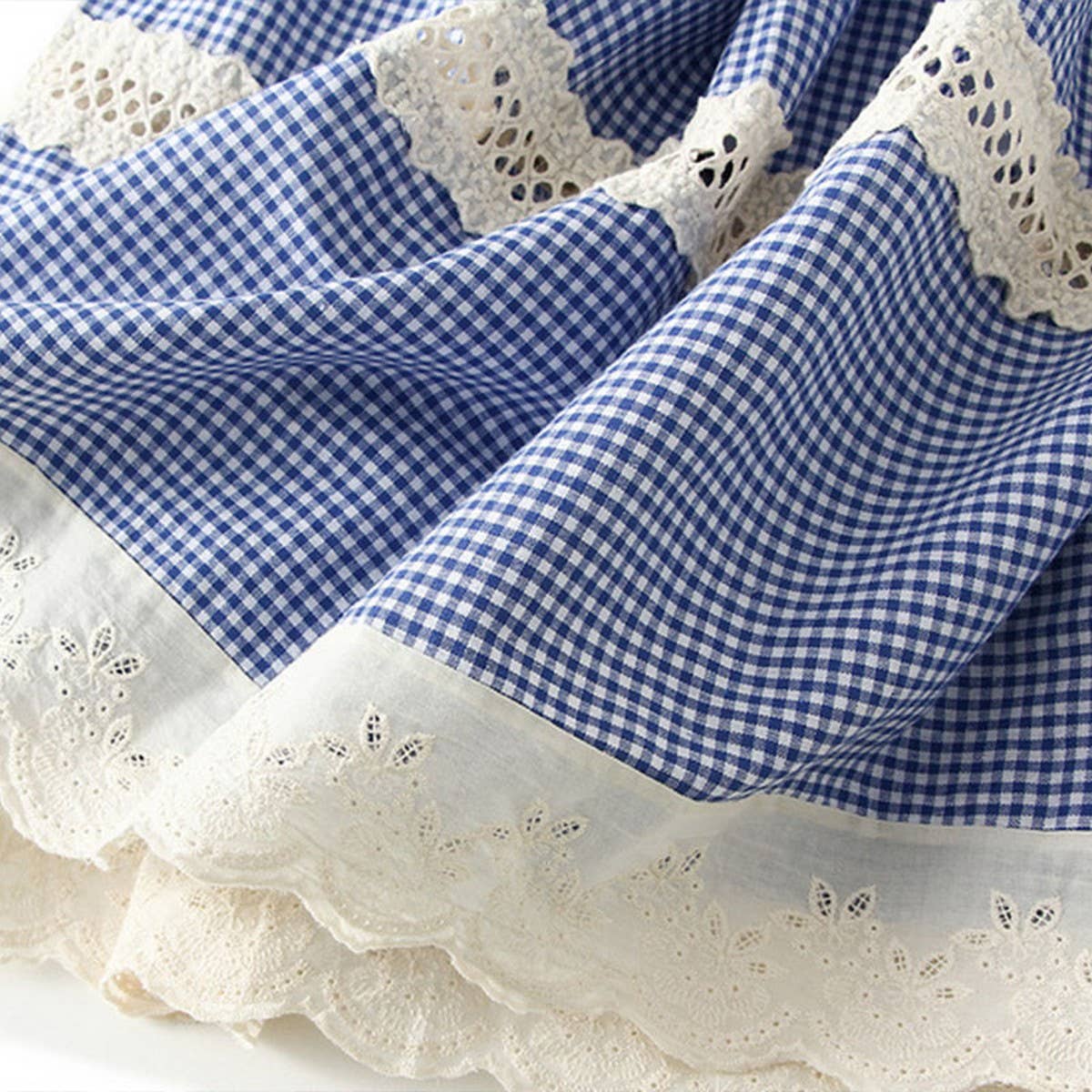 HOLLOW HOOK STITCHING PLAID SKIRT CAKE LONG SKIRT