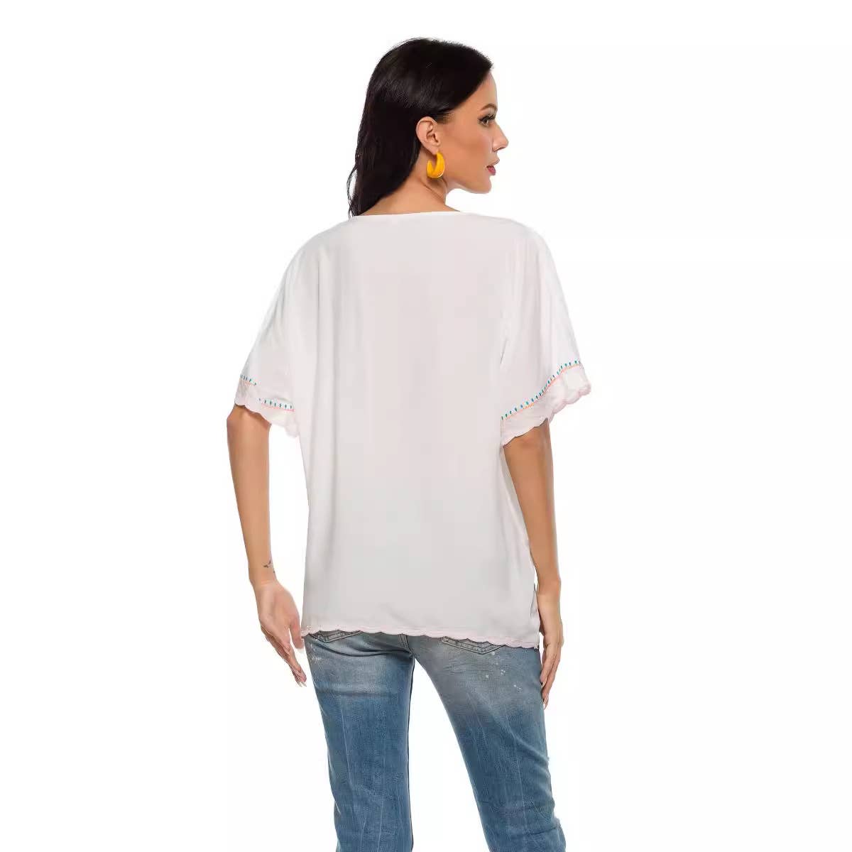 Women's Boho Spring Summer Embroidered Blouse