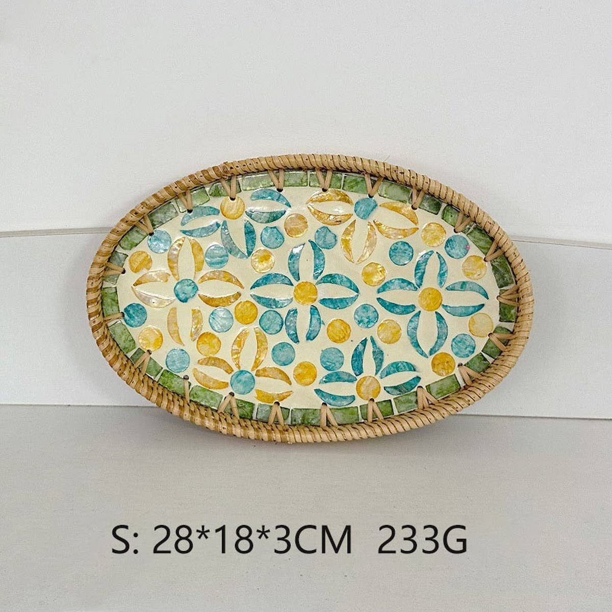 RATTAN OVAL FRUIT TEA SHELL TRAY STORAGE BASKET_CWMM4505