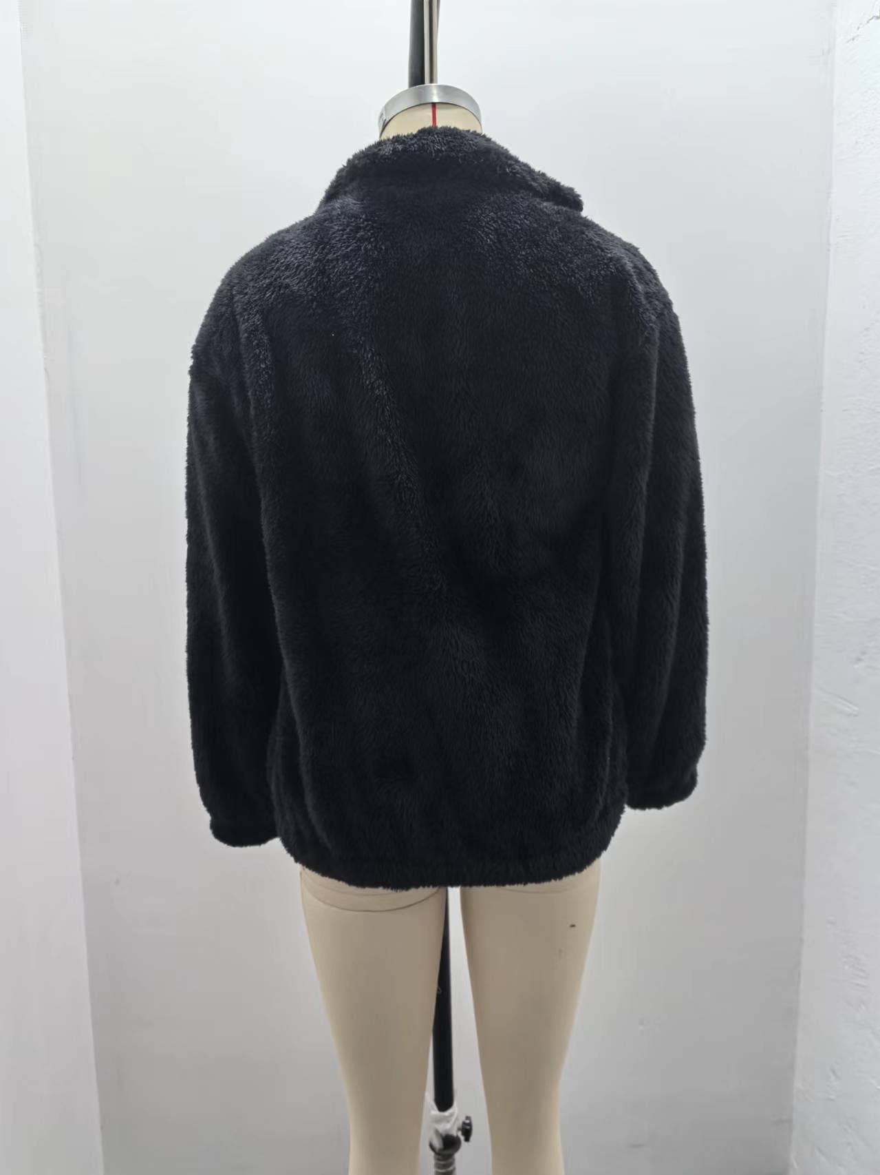 LONG SLEEVE SOLID COLOR PLUSH LOOSE WARM CARDIGAN