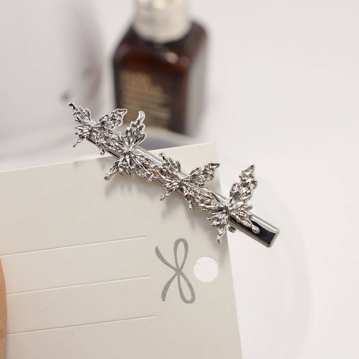 METAL ROSE HAIRPIN SIDE BANGS DUCKBILL CLIP