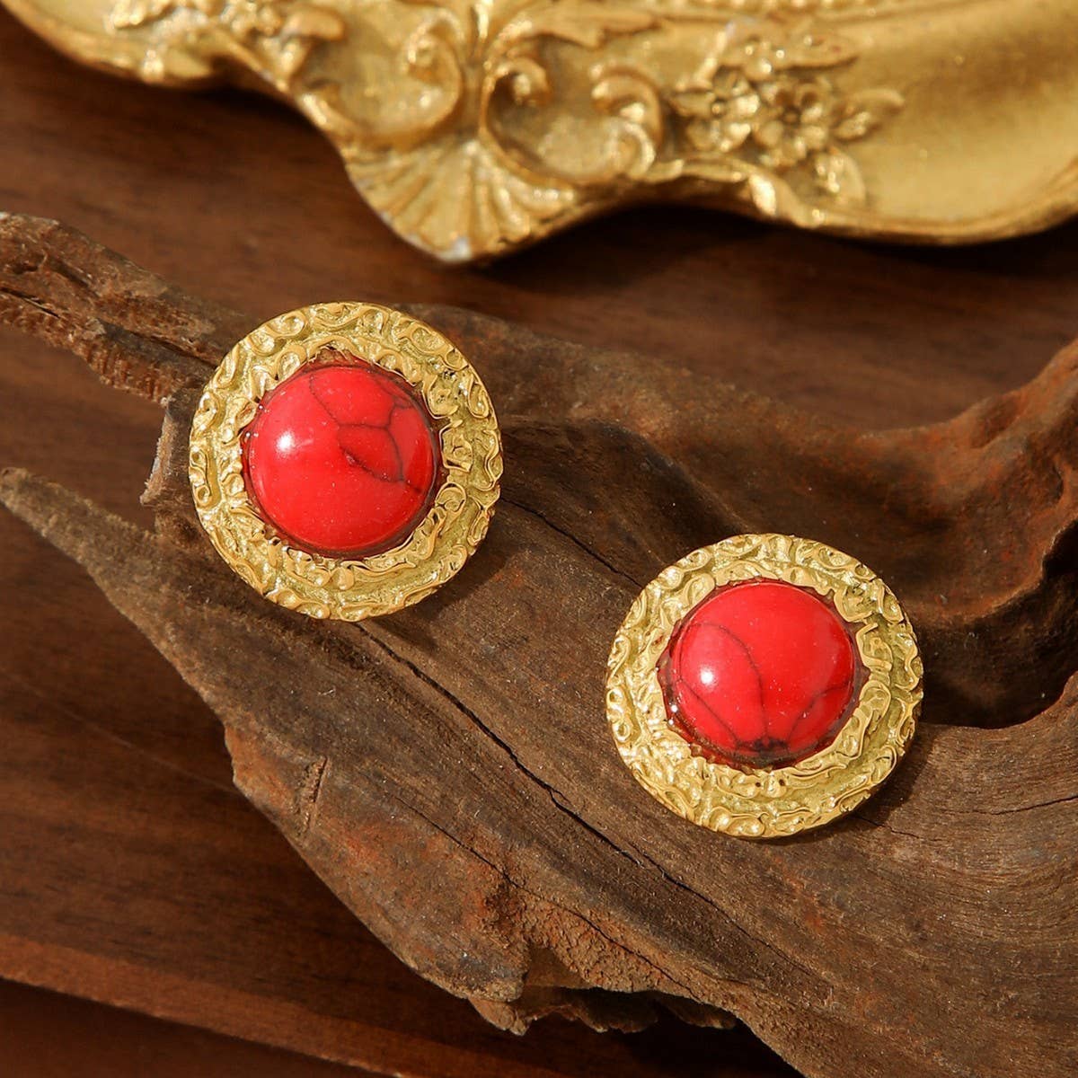 EARRINGS VINTAGE TURQUOISE OVAL STUD EARRINGS