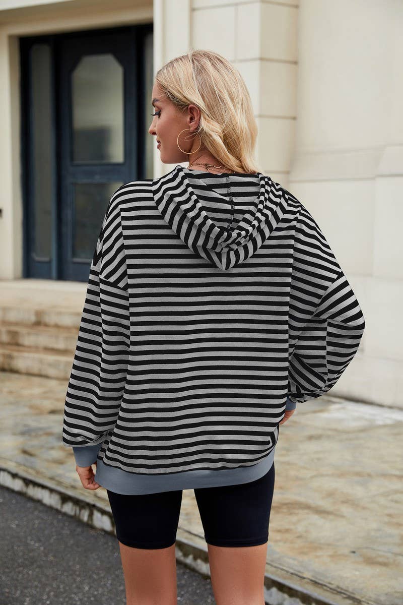CWOHOL0726_HOODED COLORBLOCK STRIPED POCKET SWEATSHIRT