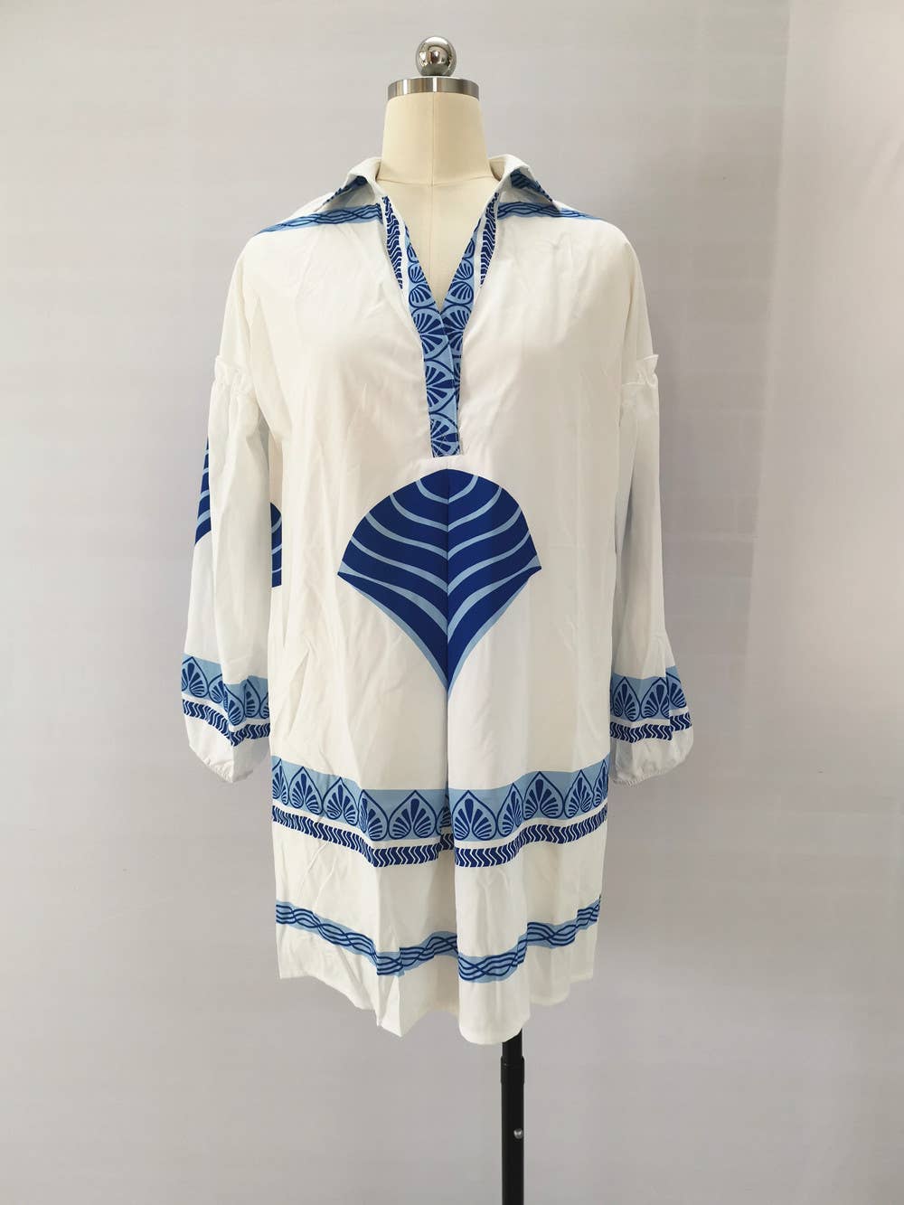 LOOSE HOLIDAY V-NECK CASUAL LONG SHIRT DRESS