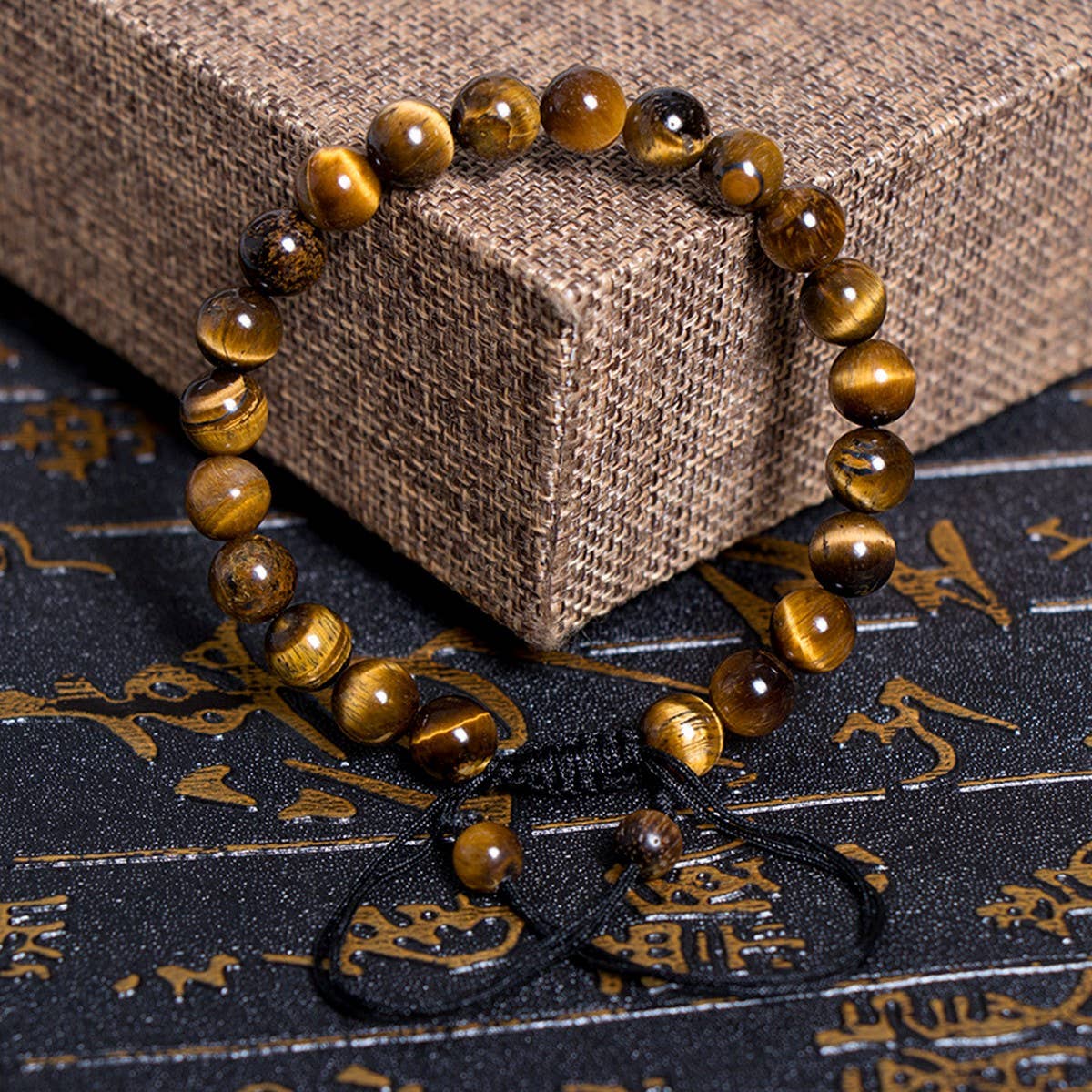 TIGER EYE COLORFUL FROSTED STONE BRACELET