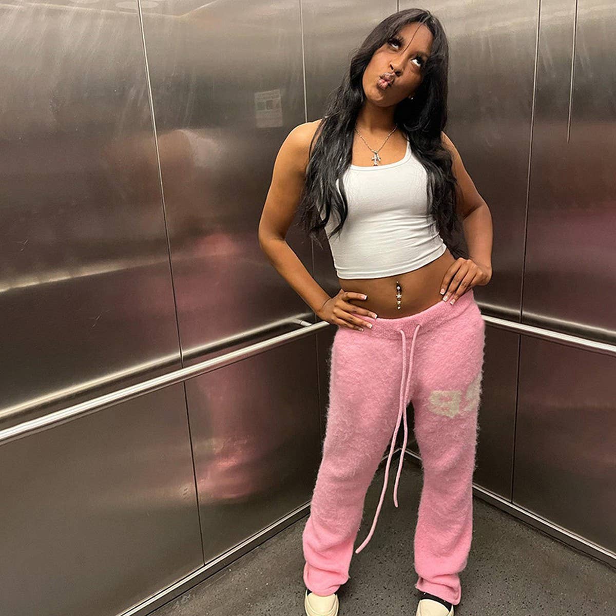 DRAWSTRING TIED HIGH WAISTED STRAIGHT LEG PANTS_CWBLP0526