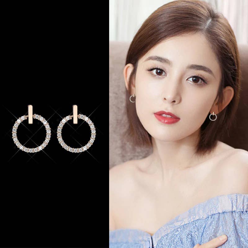 S925 silver needle diamond-encrusted earrings