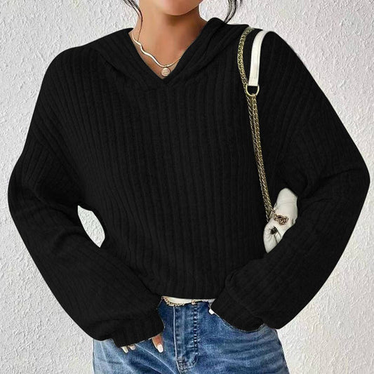 SOLID COLOR LONG SLEEVE CASUAL PIT STRIP HOODIE