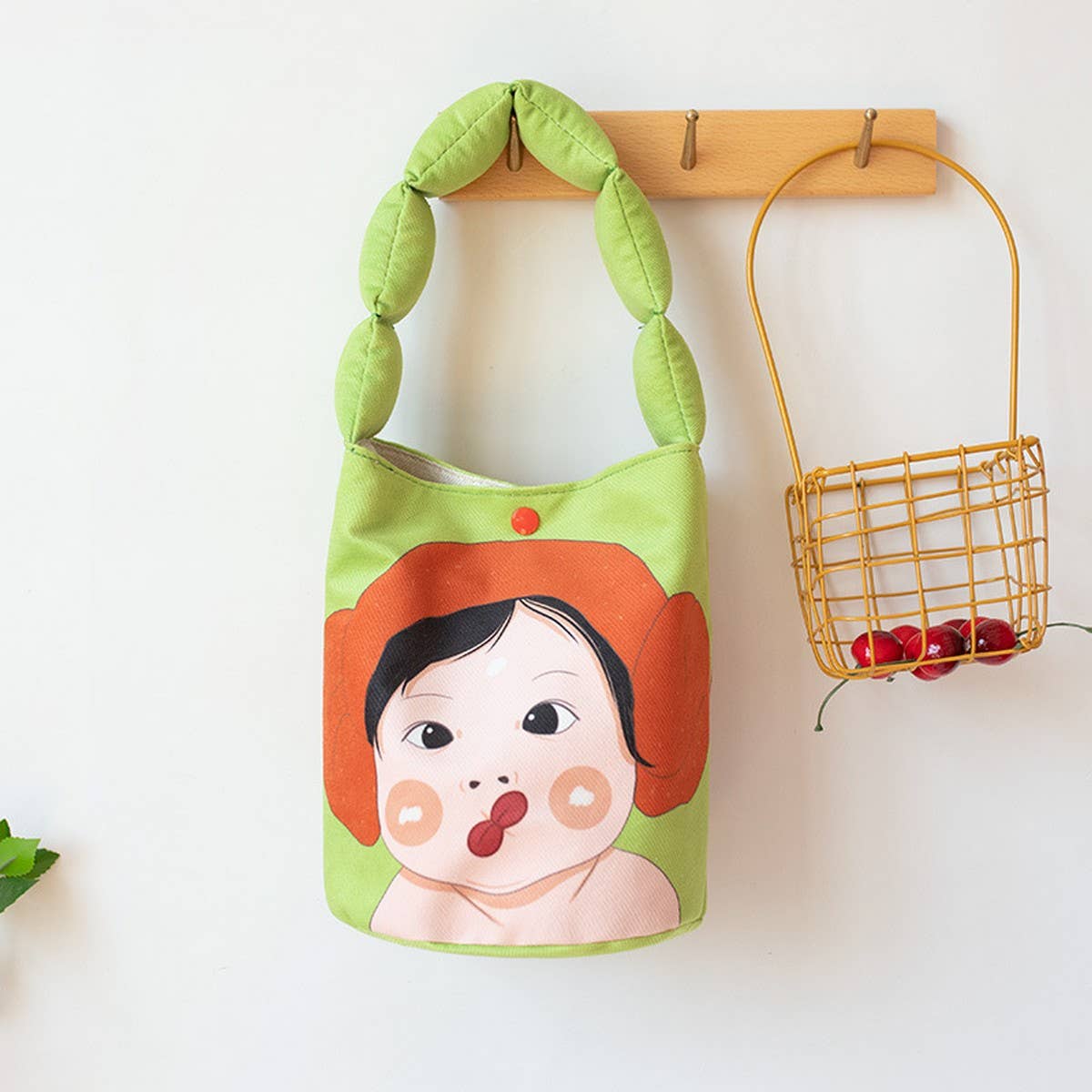 Padded Canvas Bucket Bag, Cute Handheld Tote_CWAB5667