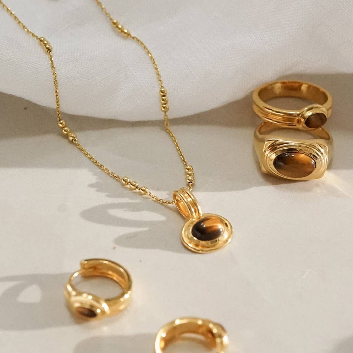 Stainless Steel Multi-Layered Gemstone Necklace_CWMM5733