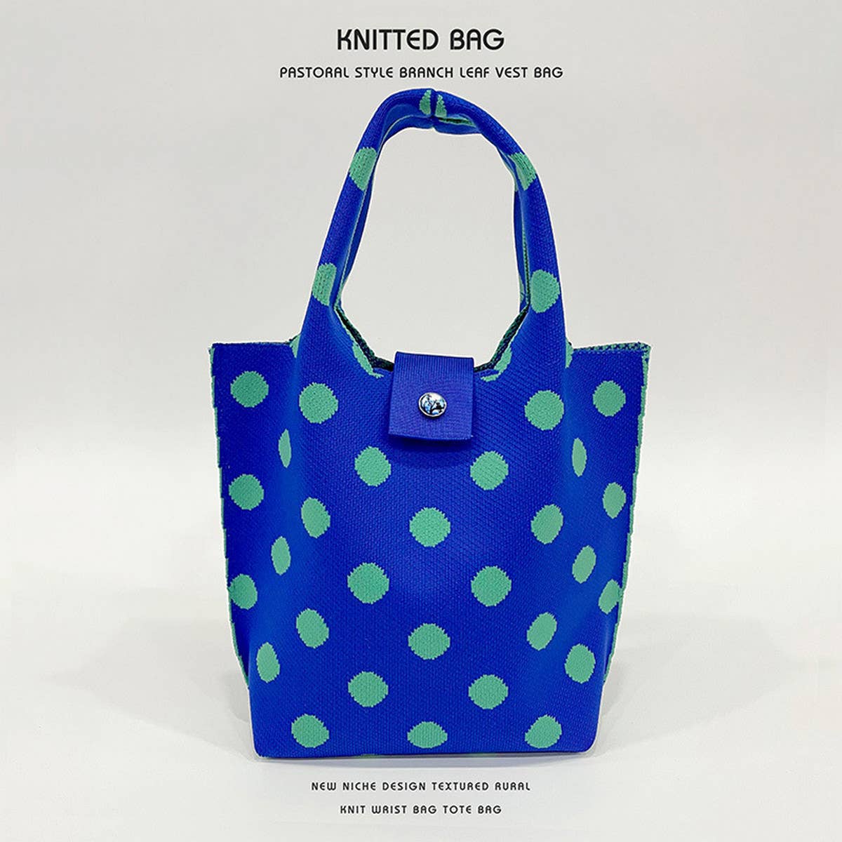 LARGE CAPACITY POLKA DOT KNITTED TOTE BAG_CWAB1541