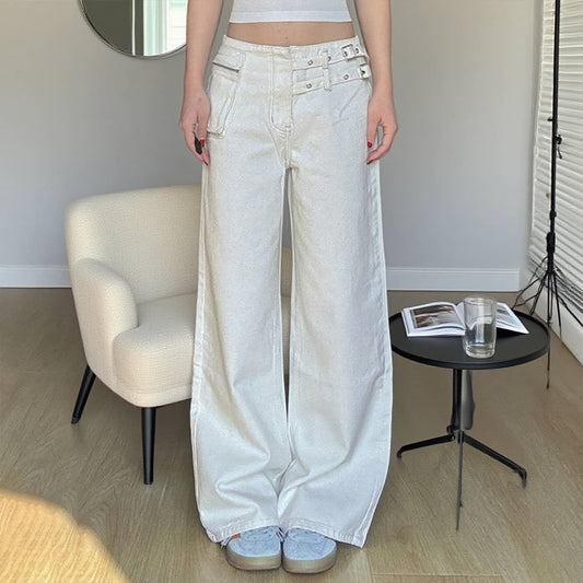 Workwear three-dimensional pocket straight pants