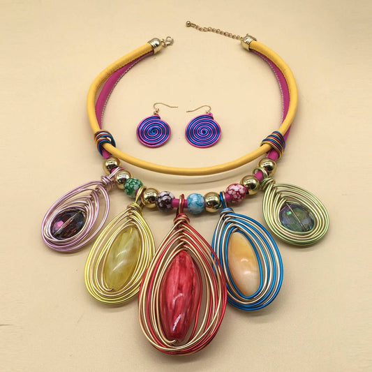 EXAGGERATED HAND-WOVEN RESIN NECKLACE SET_CWMM4920