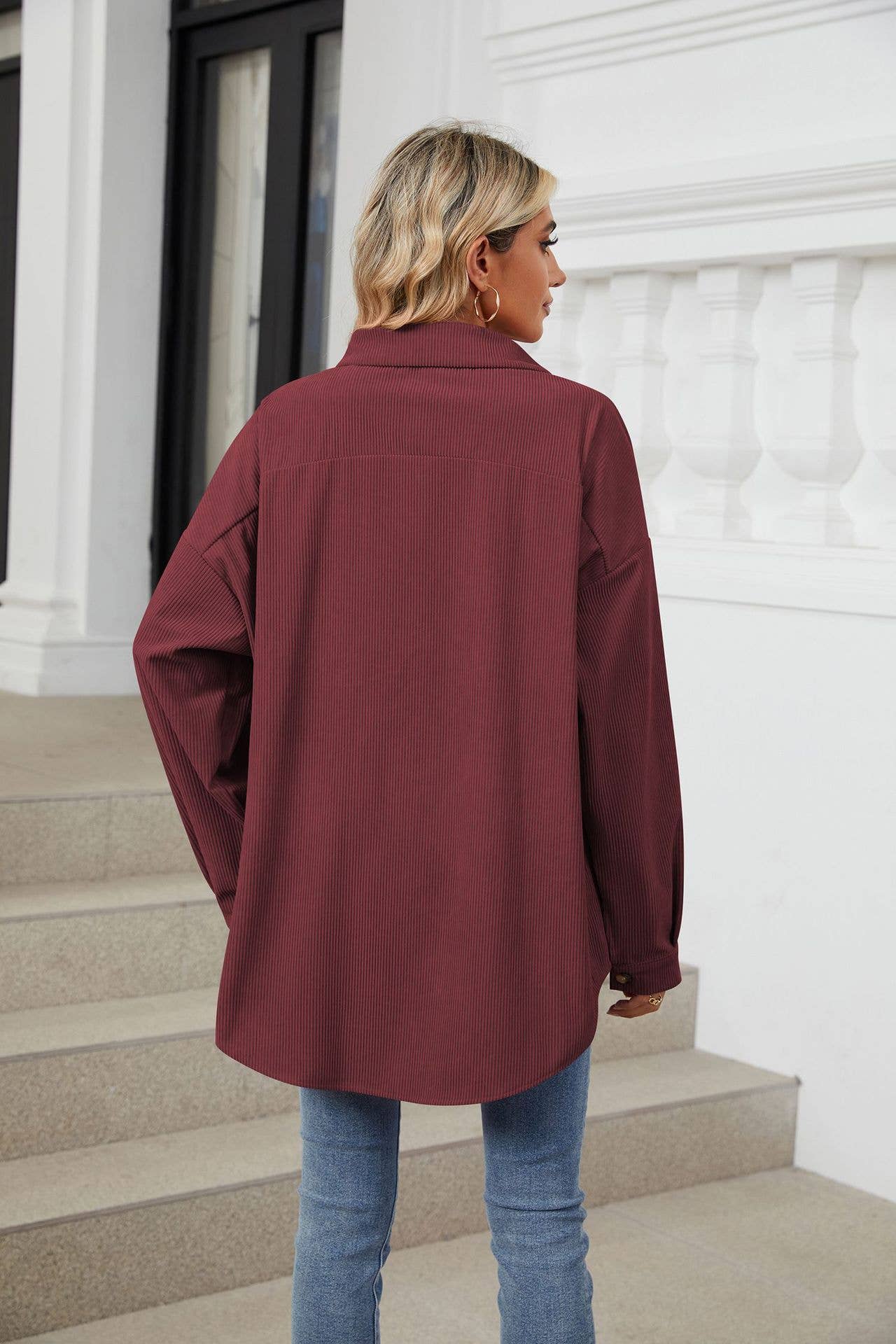 LAPEL BUTTON-DOWN LONG-SLEEVED SHIRT JACKET