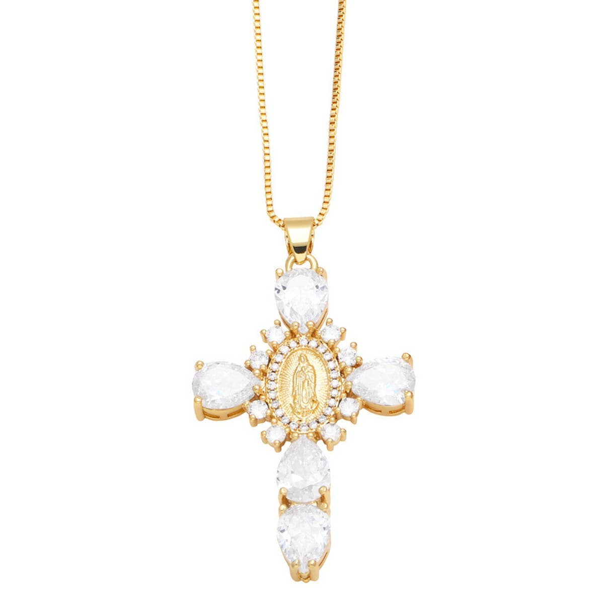 VIRGIN MARY CROSS NECKLACE
