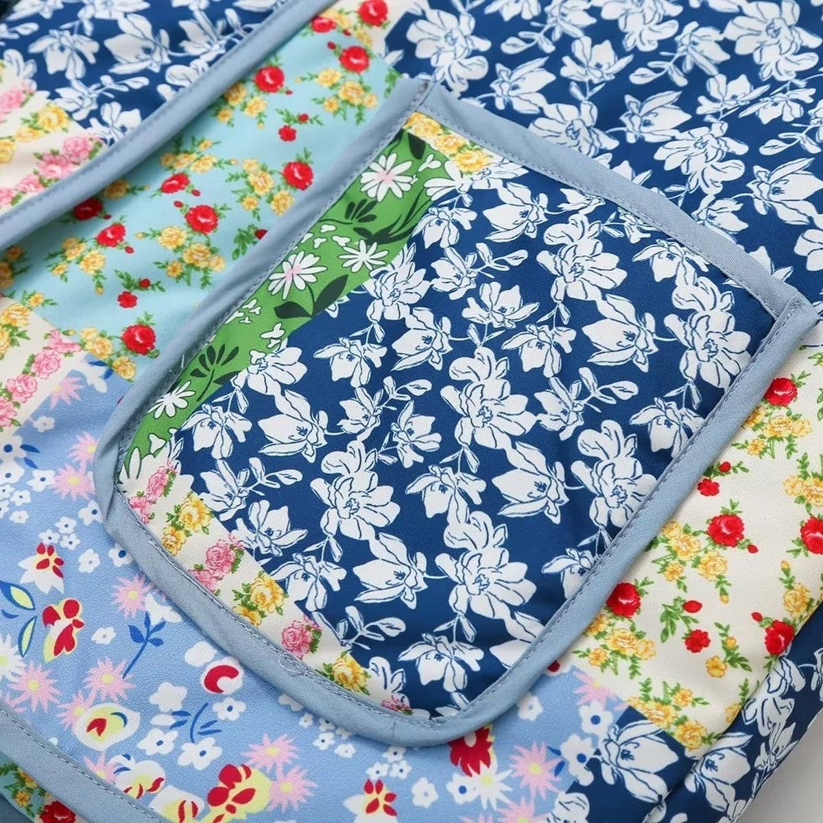 COLORBLOCK PRINT LAPEL QUILTED JACKET