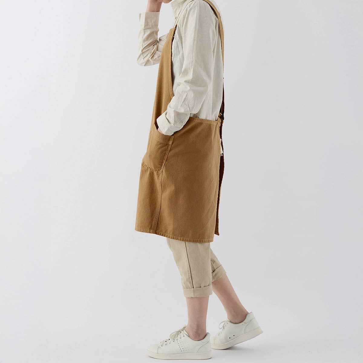 Waterproof Solid Color Linen Aprons with pockets