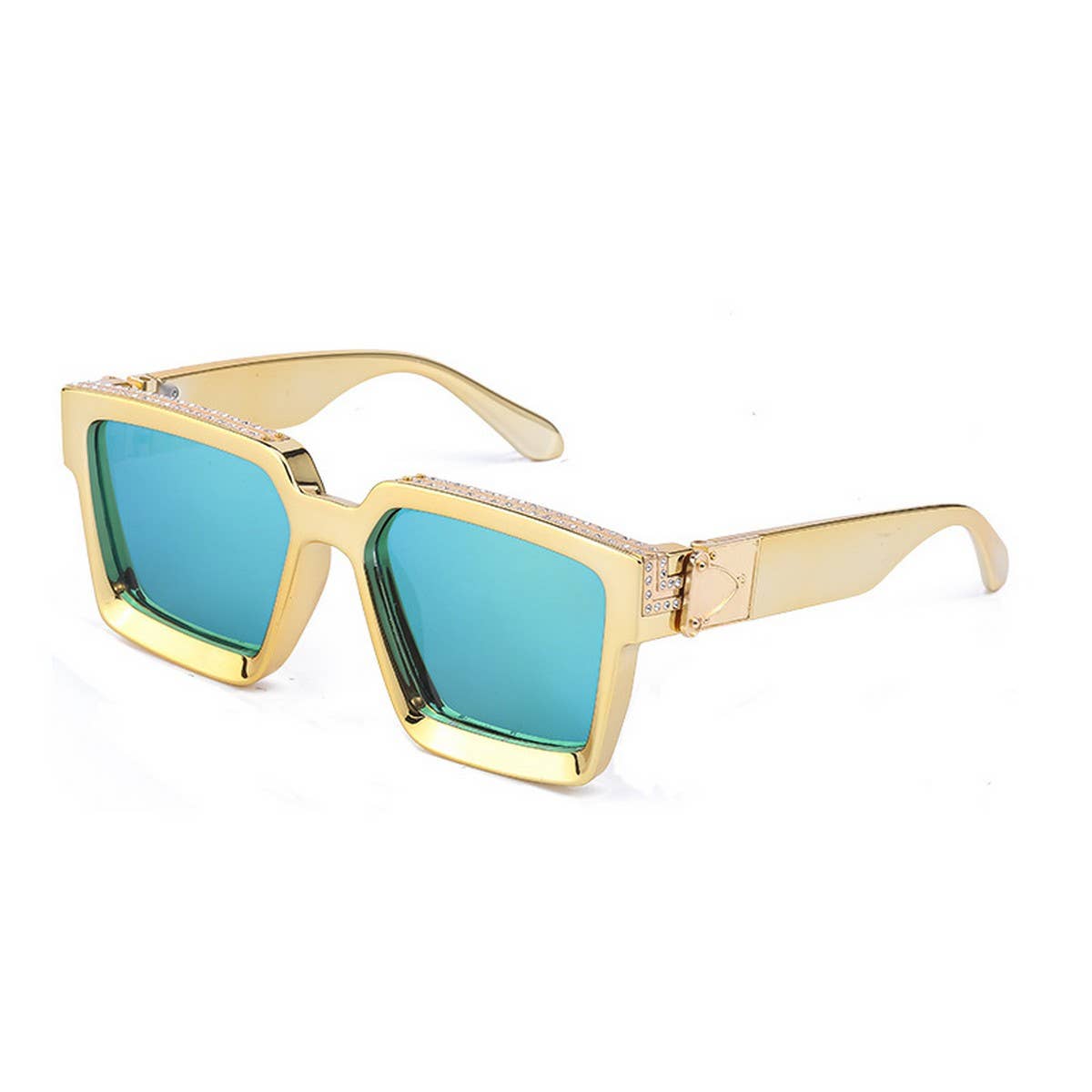 LARGE SQUARE FRAME SUNGLASSES WITH DIAMONDS