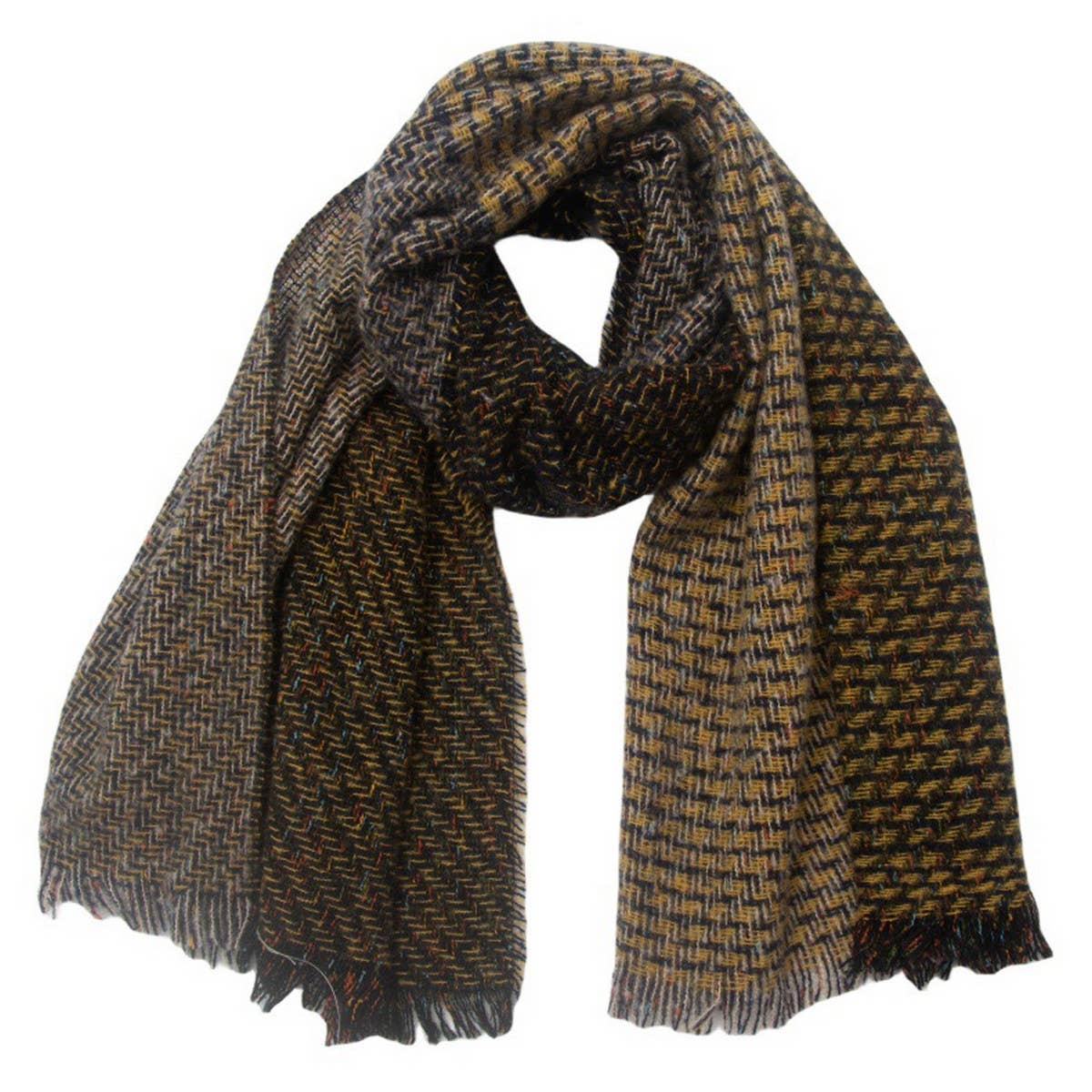 Fringe Patchwork Scarf ? Unisex Winter Shawl Wrap