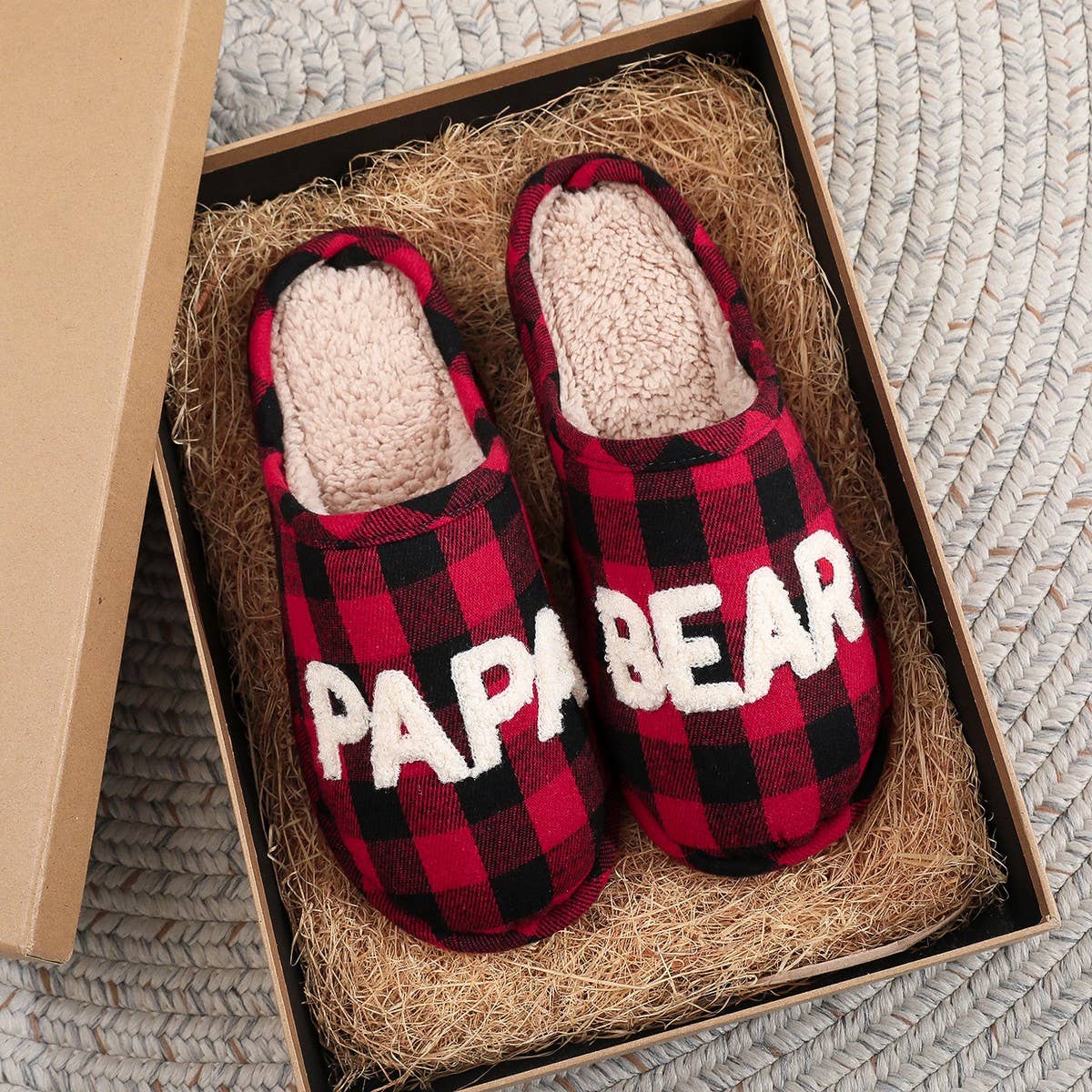 Plaid Christmas Cotton Slippers Winter Warm_CWSHF00226