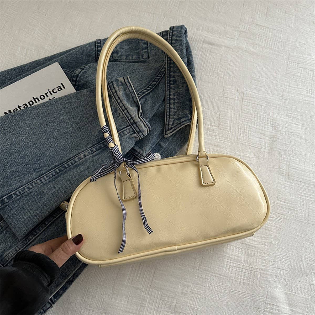 FASHION BUTTERFLY SIMPLE SOLID COLOR KNOT HANDBAG_CWAB3308