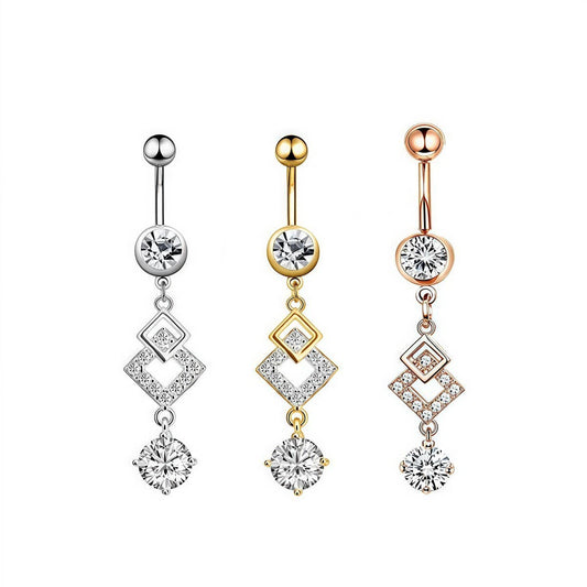 Rhombus CZ Belly Button Ring Piercing Jewelry