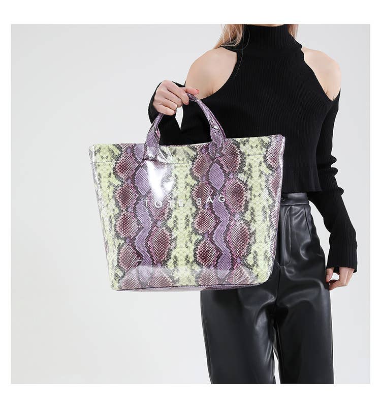 Fashionable printed snake pattern handbag
