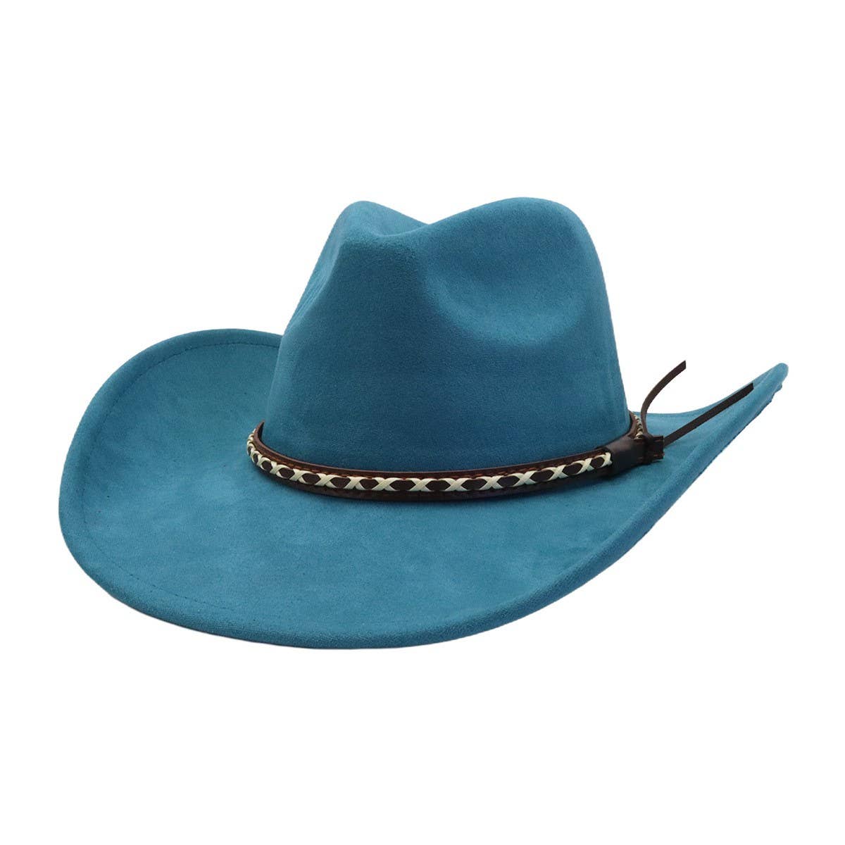 Soft Suede Western Cowboy Fedora Hat Ethnic Style_CWAH04401