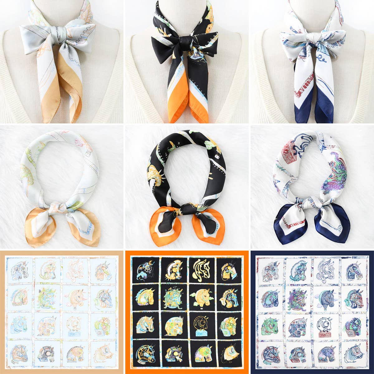 2024 NEW ALL-MATCH CARTOON PRINTED SQUARE SCARF_CWASC1161