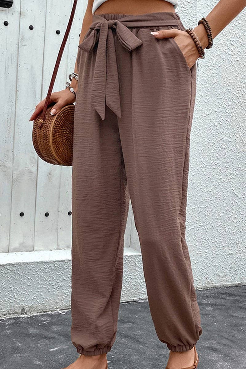 CWBLP0809_HIGH WAISTED LACE-UP CASUAL PANTS