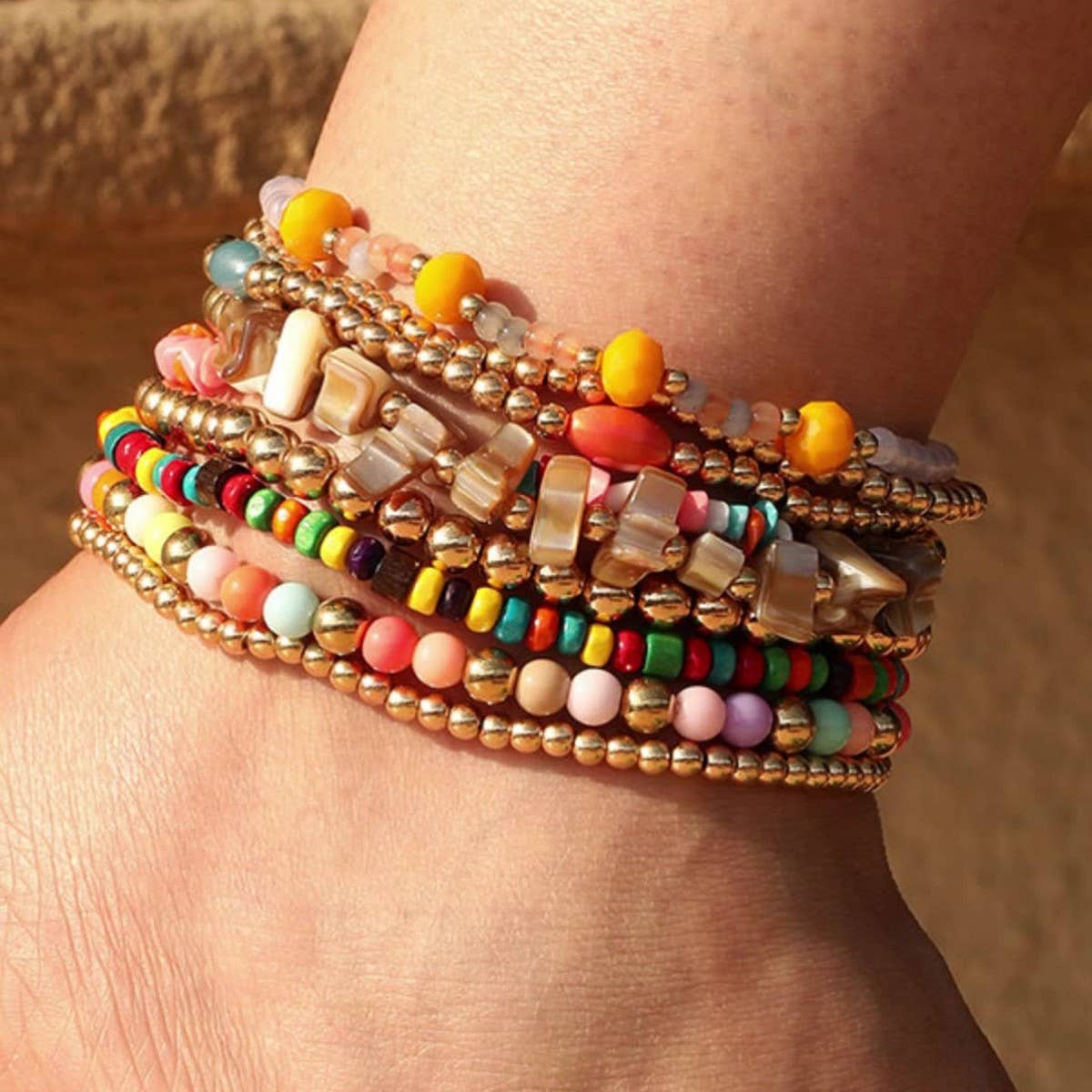 Boho Layered Anklet Set ??Colorful Beaded Style_CWMM6347