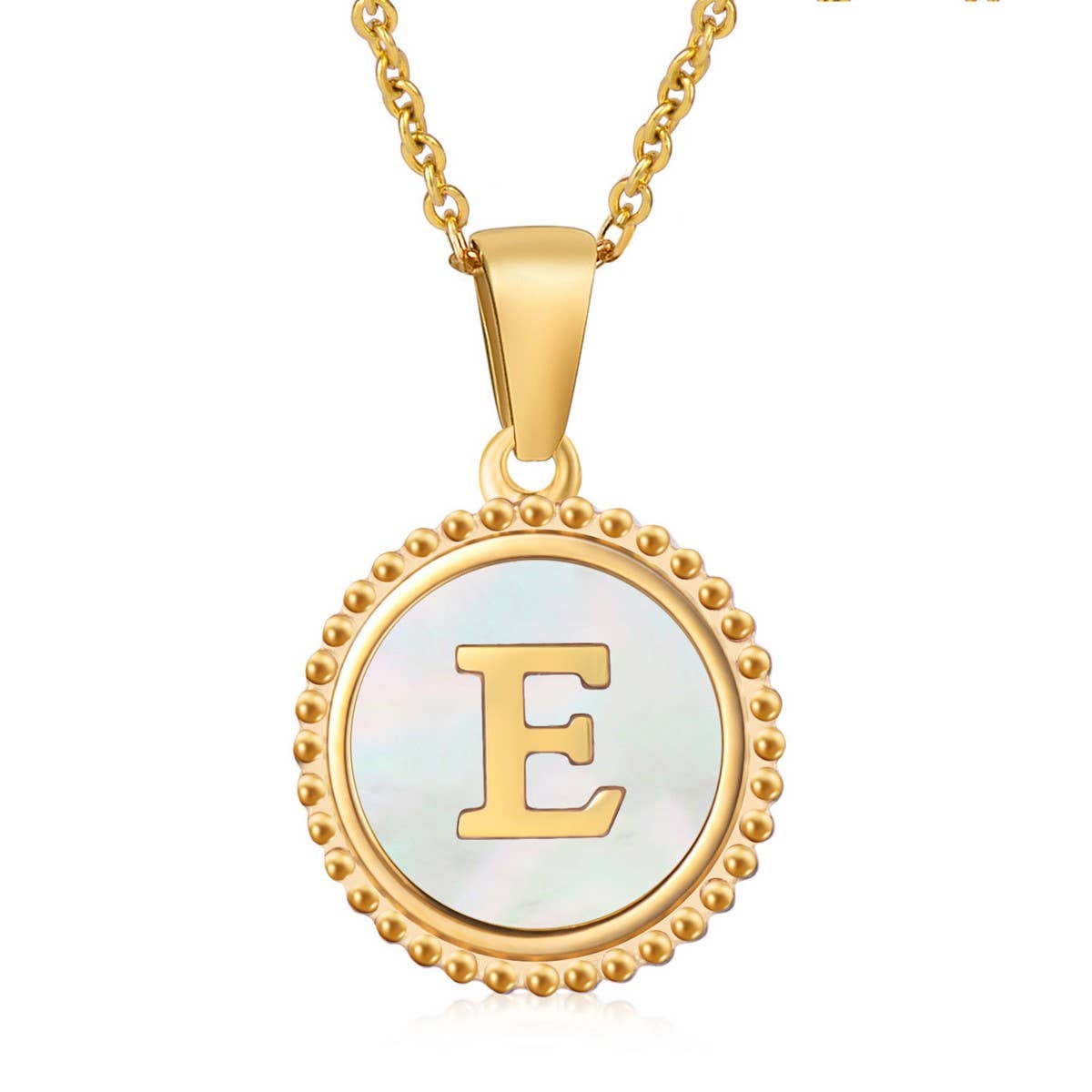 18K GOLD STAINLESS STEEL SHELL LETTER NECKLACE_CWAJE0686