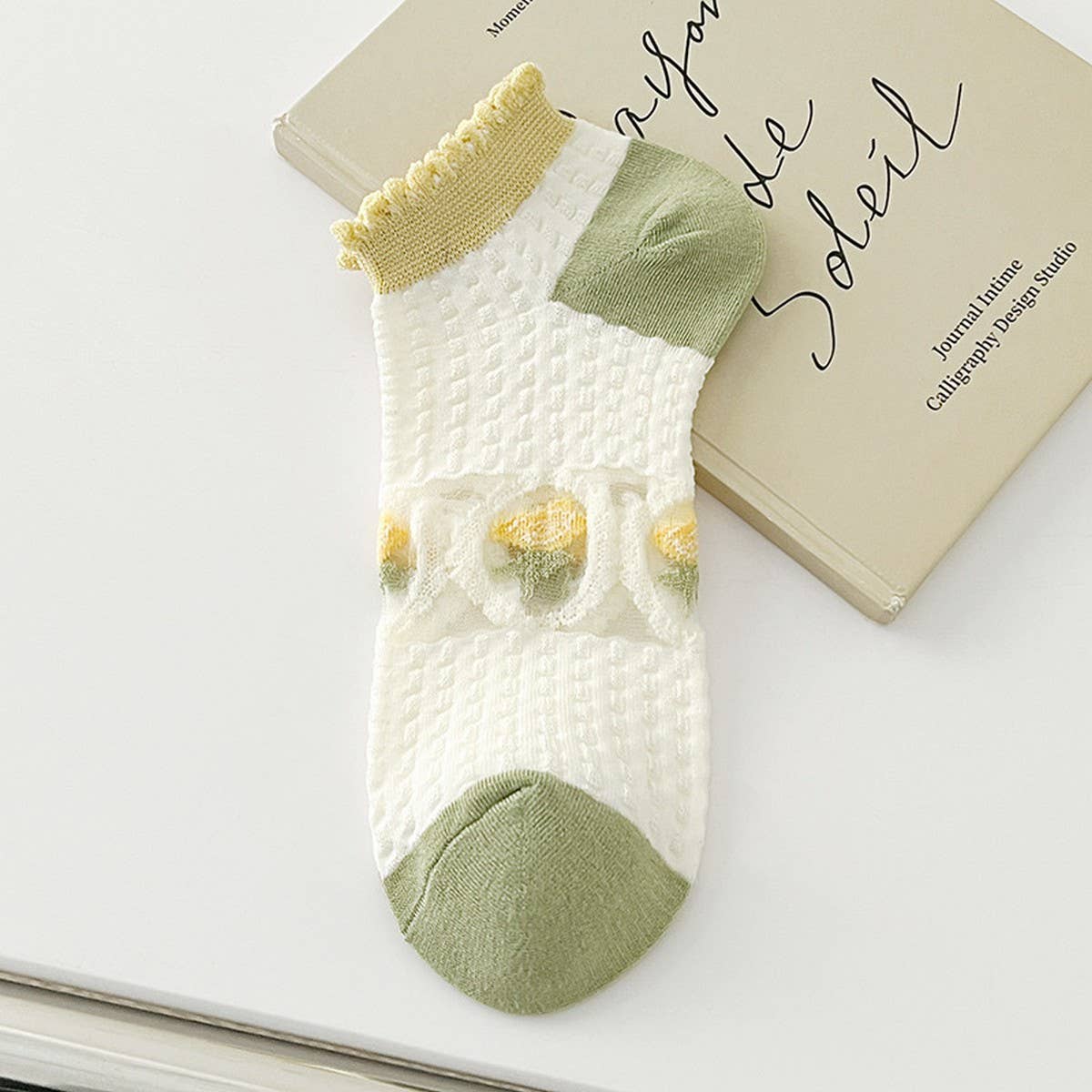 THIN HEM BOAT SOCKS PURE COTTON CRYSTAL SOCKS