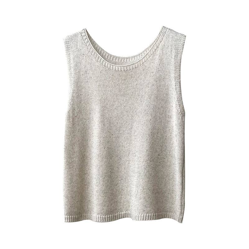 SIMPLE SOLID COLOR U-NECK KNIT VEST