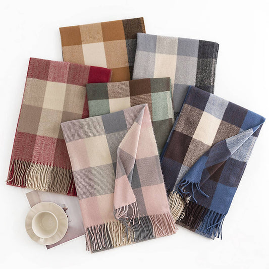 Melange Plaid Scarf ? Soft Faux Cashmere Fall Wrap