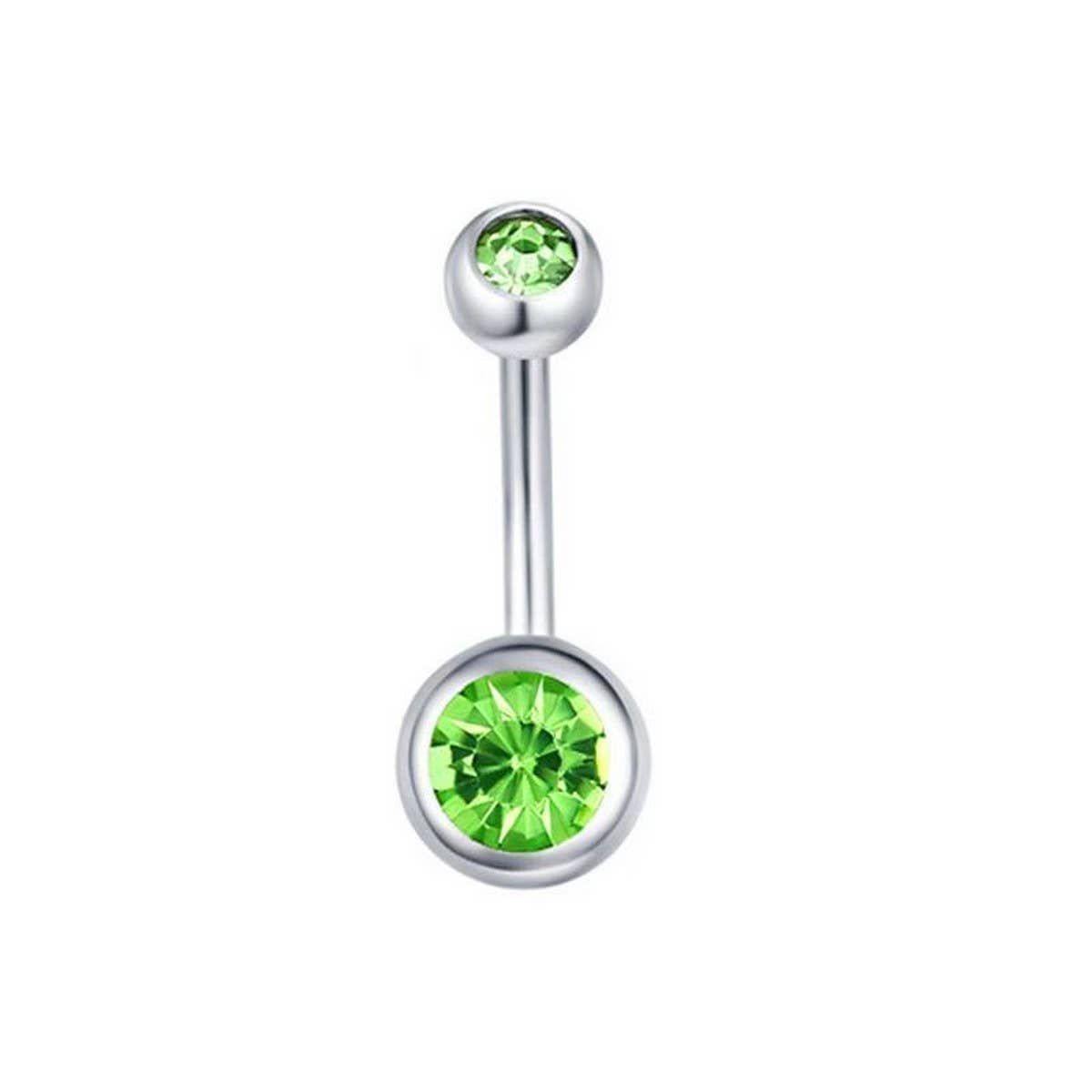 Double Gem Belly Button Ring ? Stainless Steel