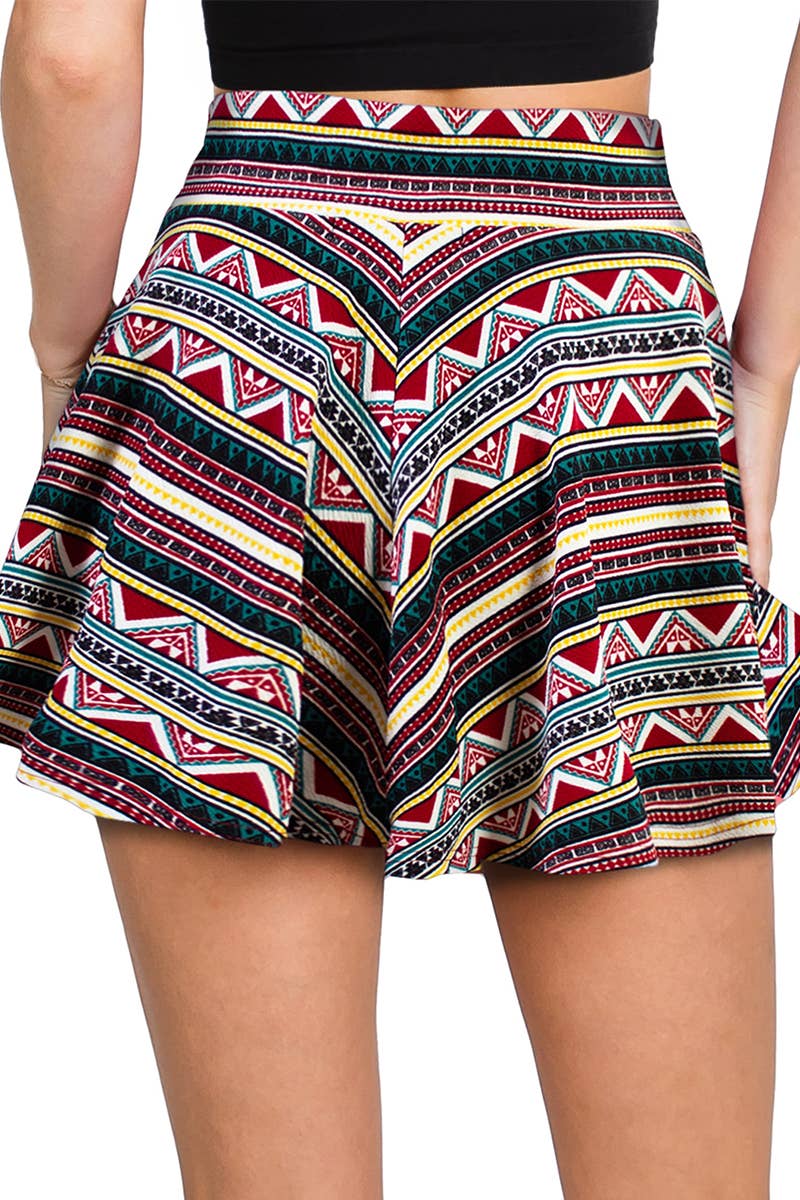 CWBSS105_High Waisted Skirt Mini A-Line Flared Skater Skirt