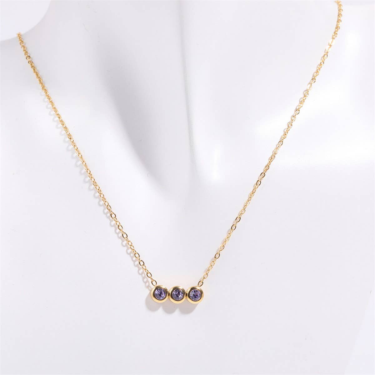 12 Birthstone Pendant Clavicle Necklace_CWMM5670