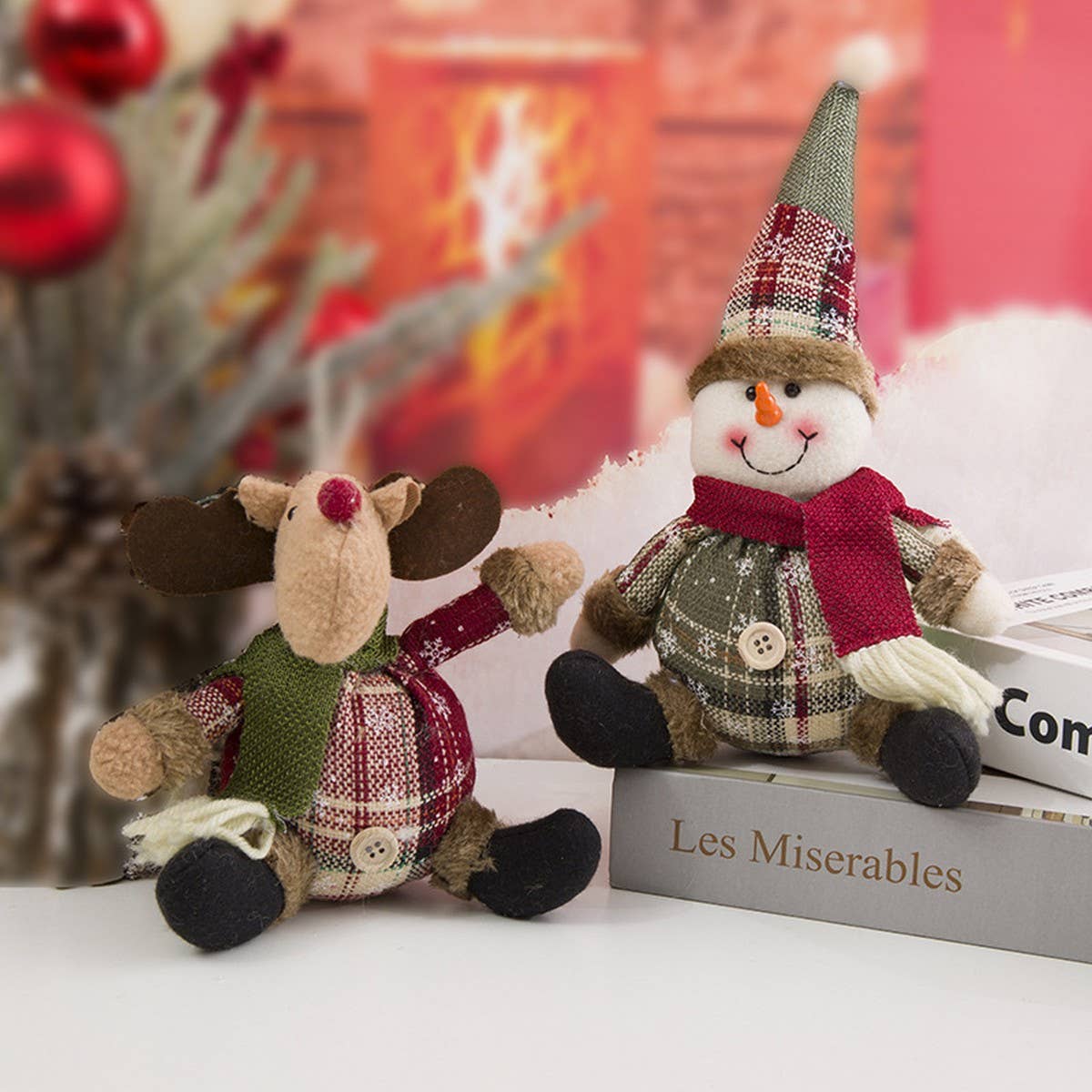 CHRISTMAS DECORATION PLAID FABRIC ORNAMENTS