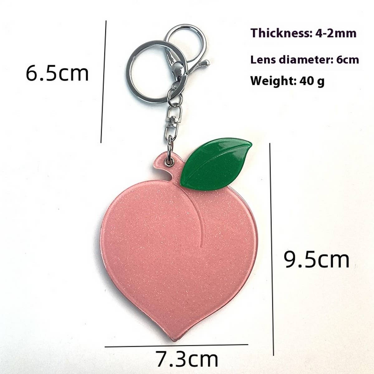 Creative Peach Mirror with Keychain, Portable Cute