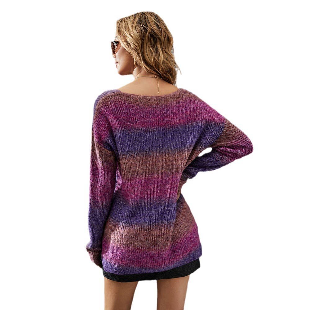 Tie-dye pullover sweater with irregular gradient