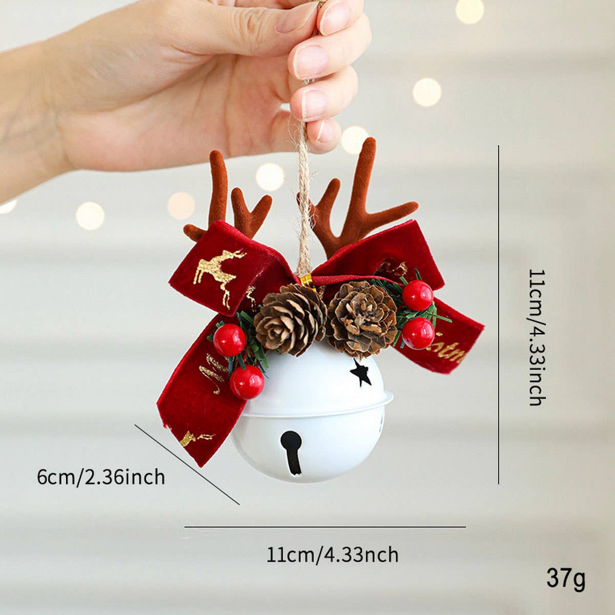 CWMM10364_CHRISTMAS BELL ANTLER BOW PINECONE TREE ORNAMENTS